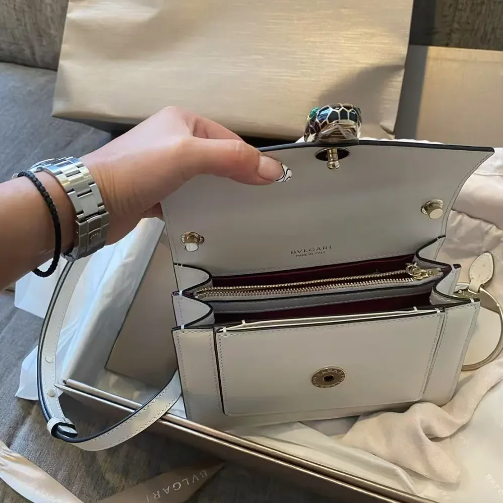 Bvlgari Mini Serpenti Forever East-West Shoulder Bag for Women in White
