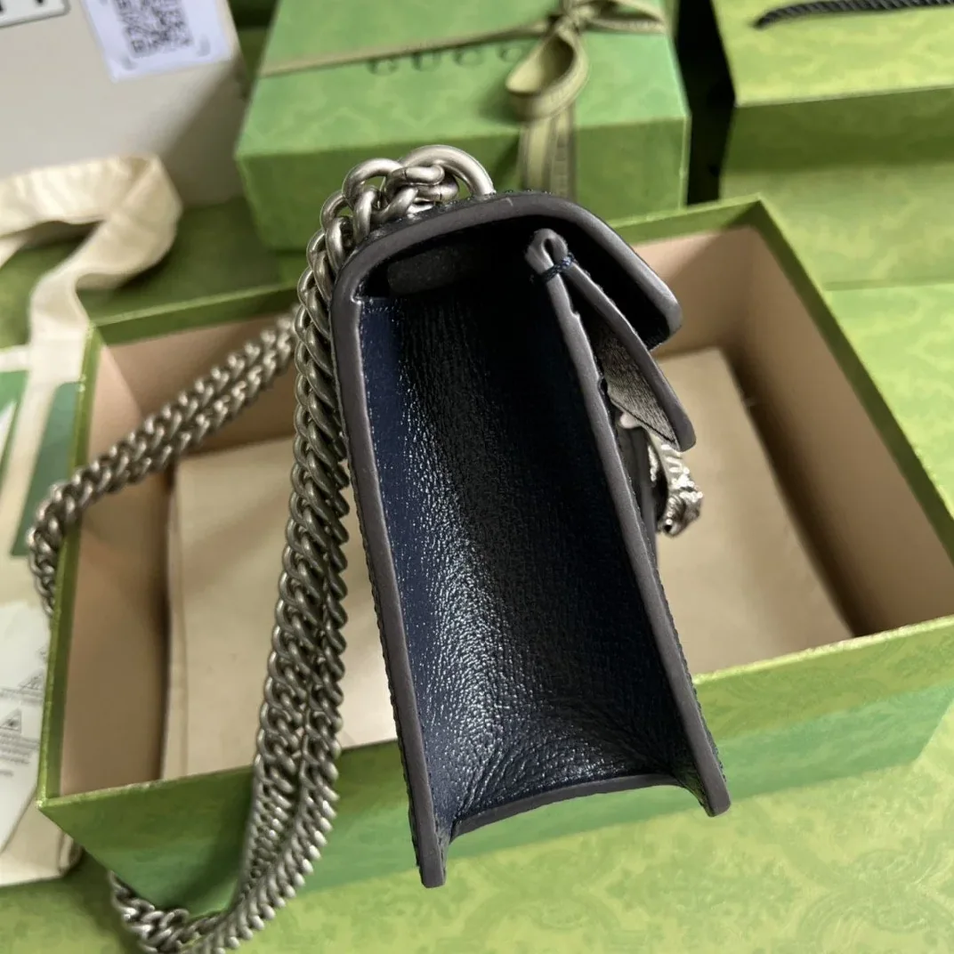Gucci Dionysus Small Shoulder Bag / Beige/ Blue GG Supreme Canvas Antique Silver Hardware