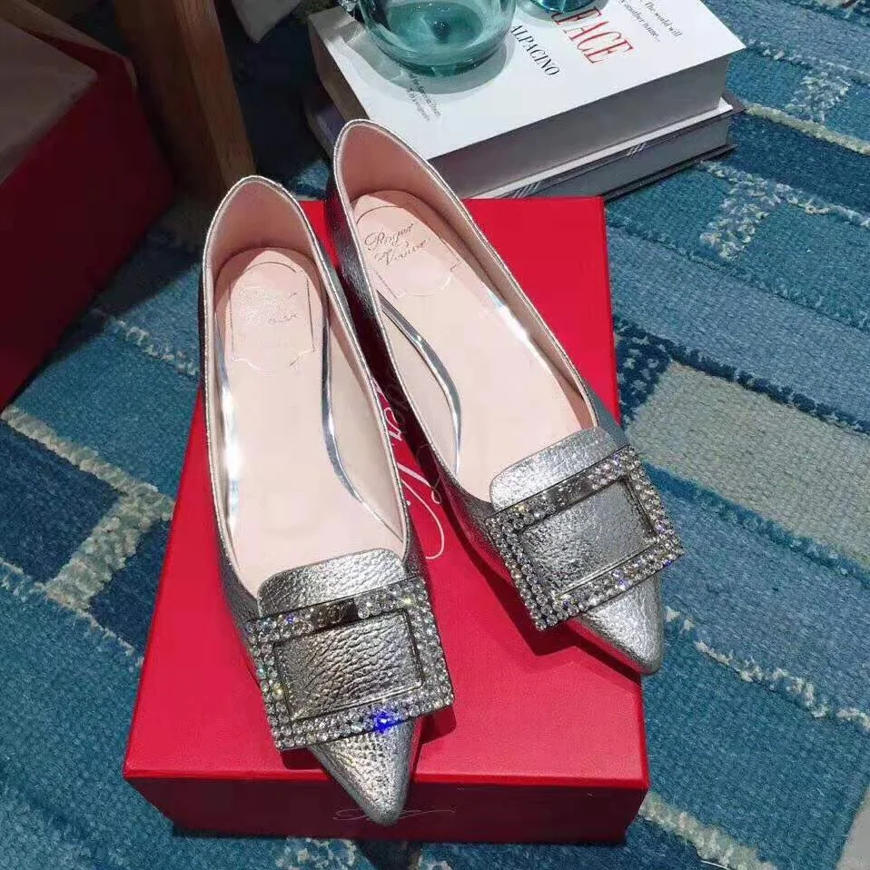 Roger Vivier Gommettine Strass Buckle Ballerinas for Women in Silver Roger Vivier Gommettine Strass Buckle Ballerinas for Women in Silver