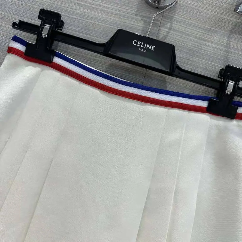 Celine Short Pleated Skirt in Cotton Piqué for Women