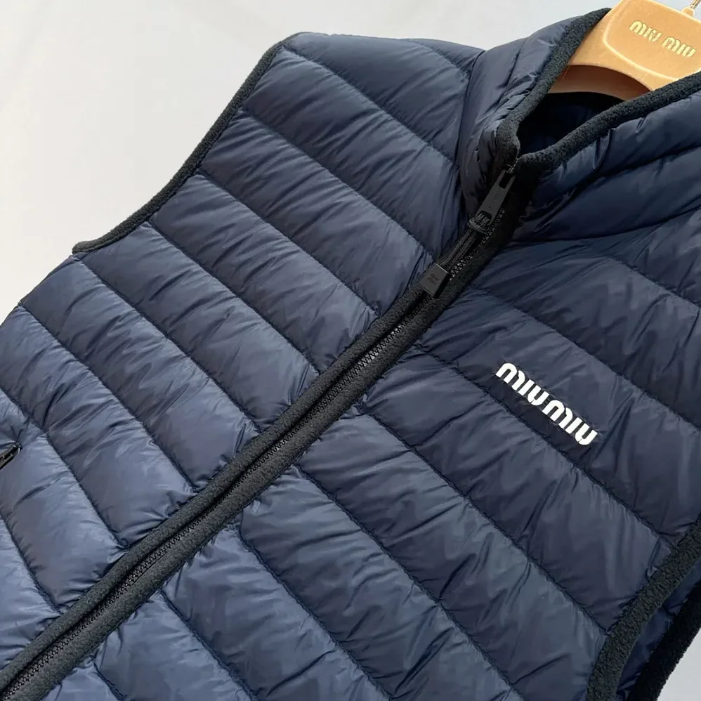 Miu Miu Light Pongé Down Vest with Embroidered logo for Women Miu Miu Light Pongé Down Vest with Embroidered logo for Women