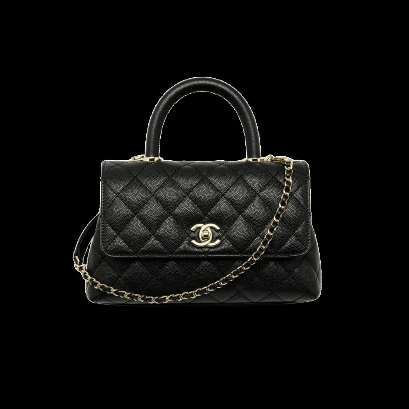 Chanel Flap Bag Large Top Handle in Black Gold Hardware