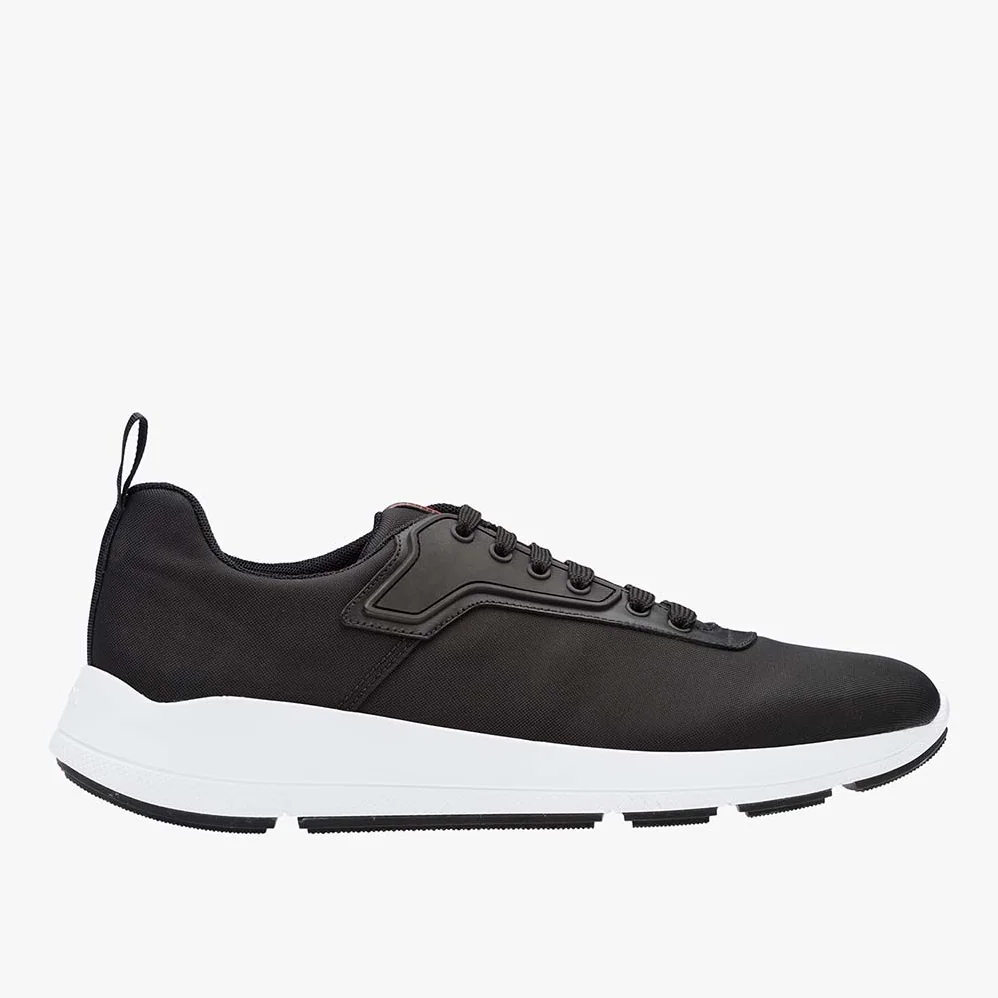 Prada Shoes Nylon and Leather Sneakers for Men in Black