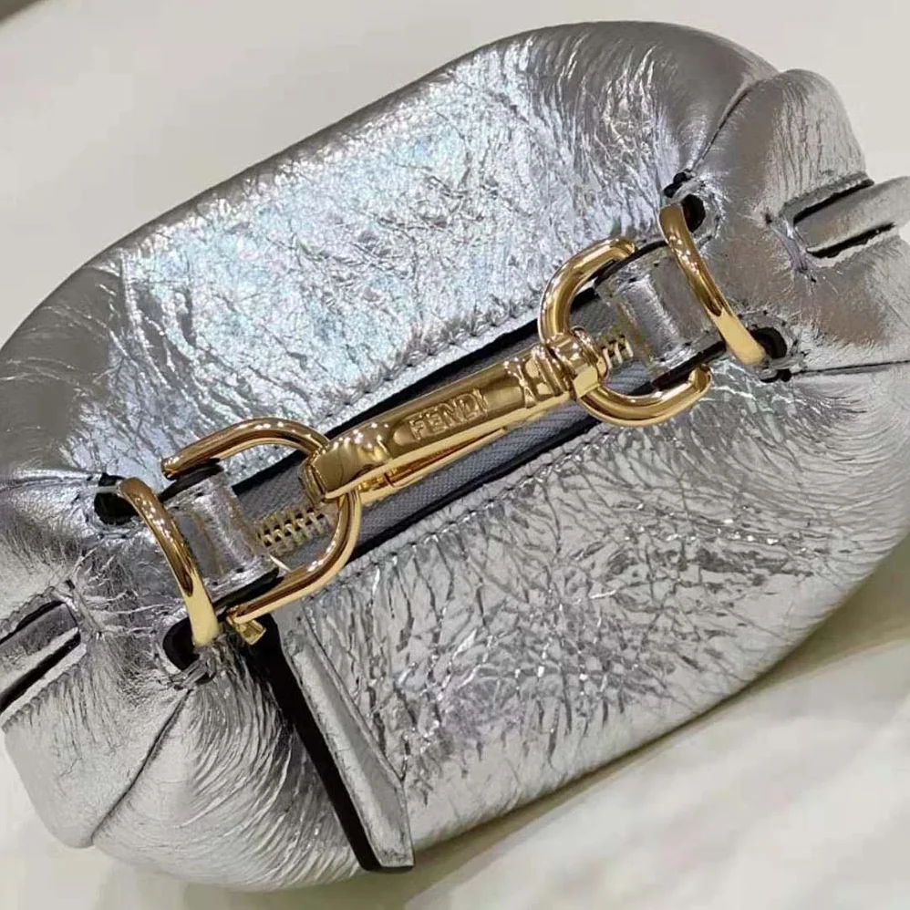 Fendi Nano Fendigraphy Silver Leather Charm for Women