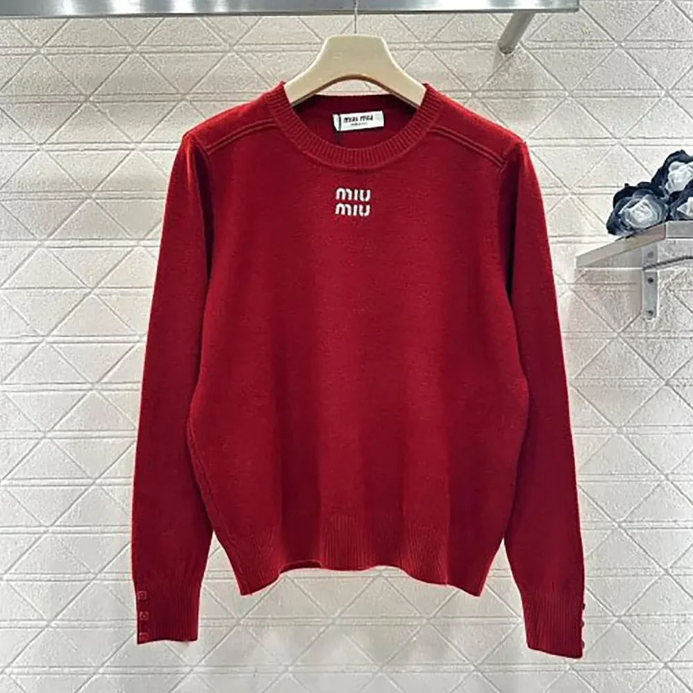 Miu Miu Cashmere Crew-Neck Sweater for Women in Red