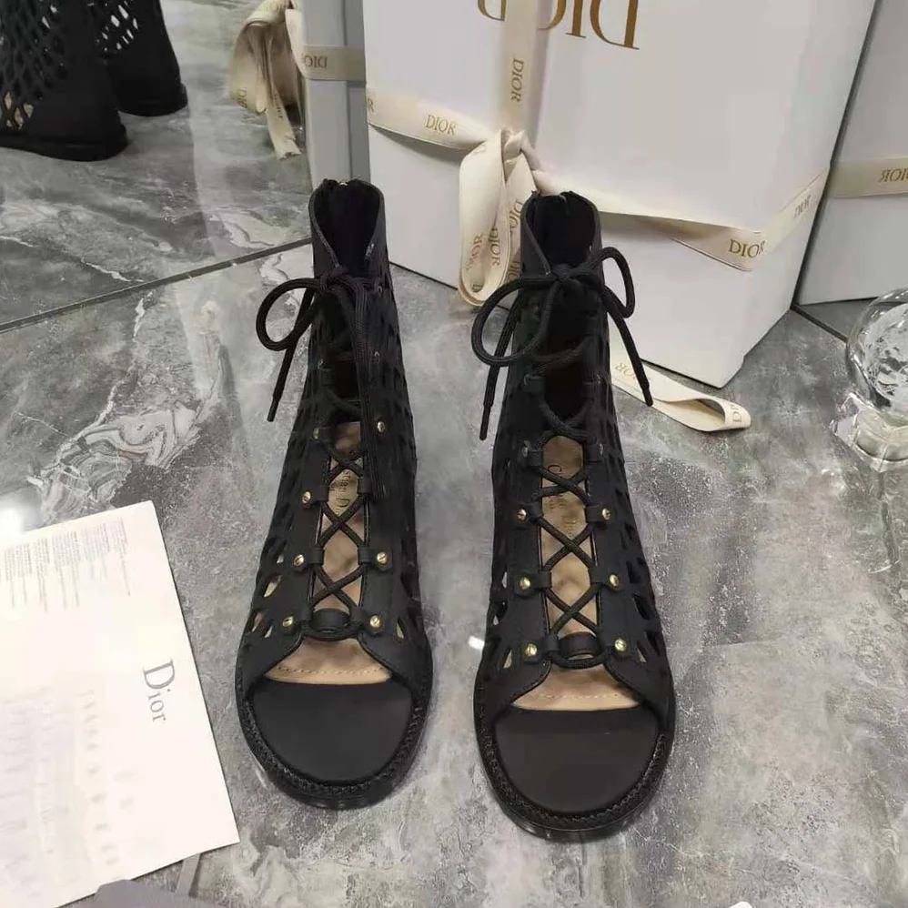 Dior D-Trap Sandal Black Matte Calfskin in 3cm Heel for Women Dior D-Trap Sandal Black Matte Calfskin in 3cm Heel for Women