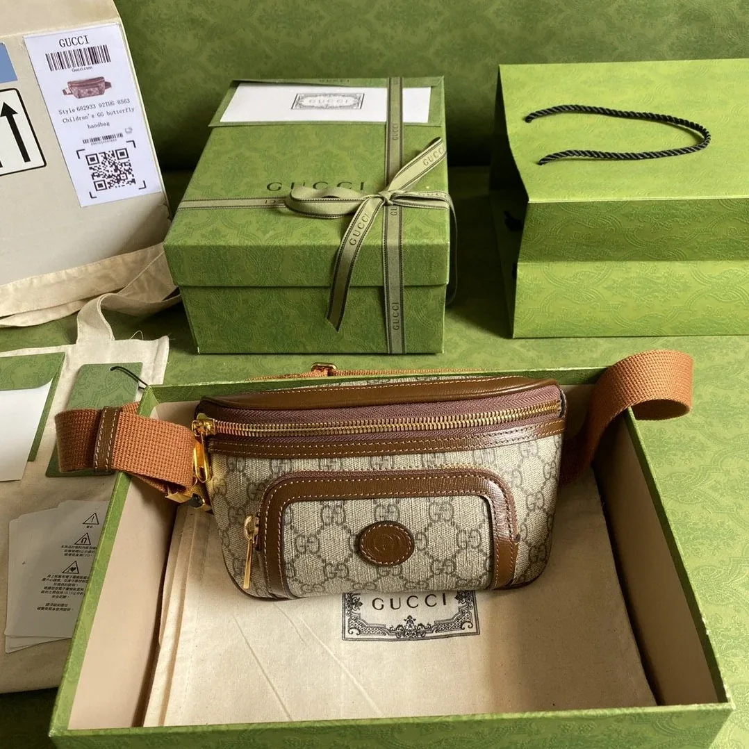 Gucci Belt Bag With Interlocking G Beige And Ebony GG Supreme Canvas /