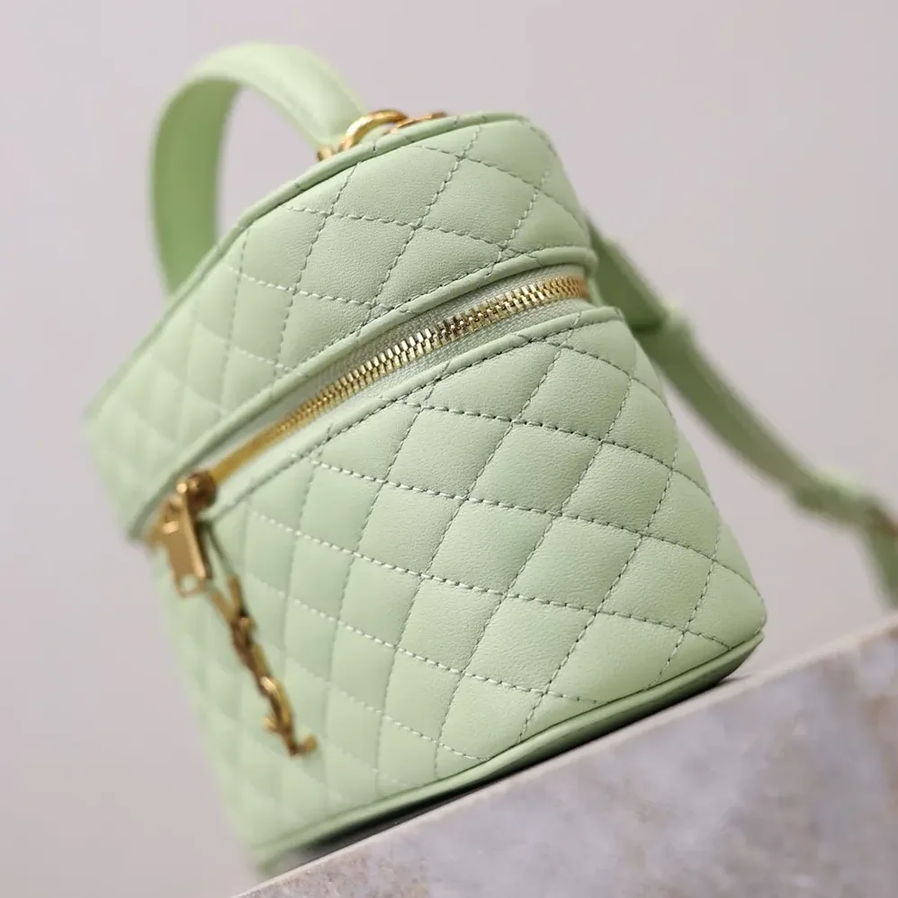 Saint Laurent YSL Gaby Vanity Bag In Lambskin for Women in Aqua Saint Laurent YSL Gaby Vanity Bag In Lambskin for Women in Aqua