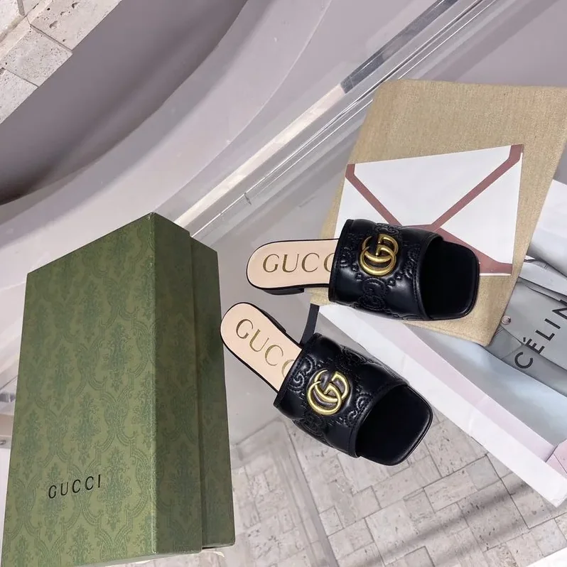 Gucci Slide Sandal With Double G Black for Women