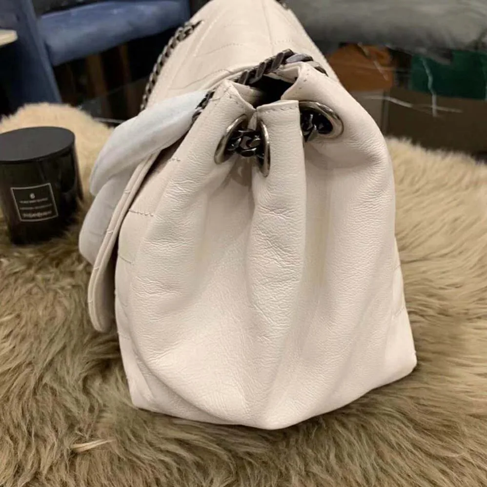 Saint Laurent YSL Nolita Medium Bag Vintage Leather for Women in White Saint Laurent YSL Nolita Medium Bag Vintage Leather for Women in White