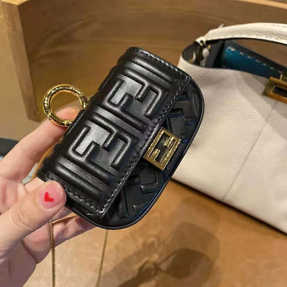 Fendi Nano Baguette Charm Black Nappa Leather Charm for Women