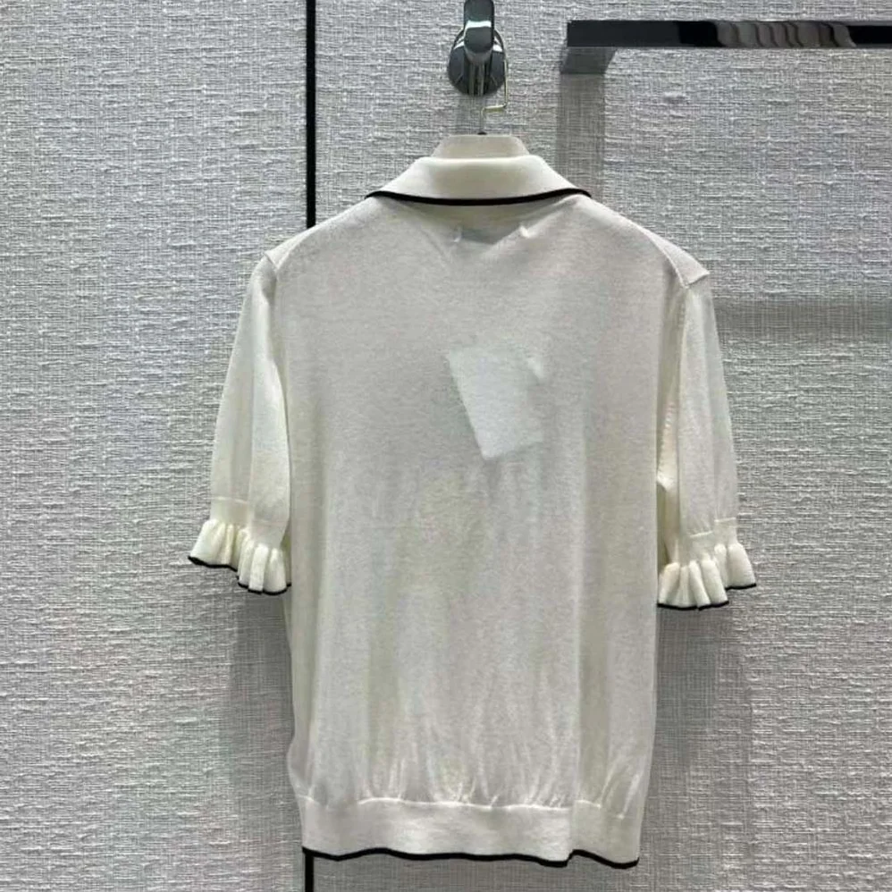 Dior Short-Sleeved Sweater White Cashmere and Silk Knit for Women