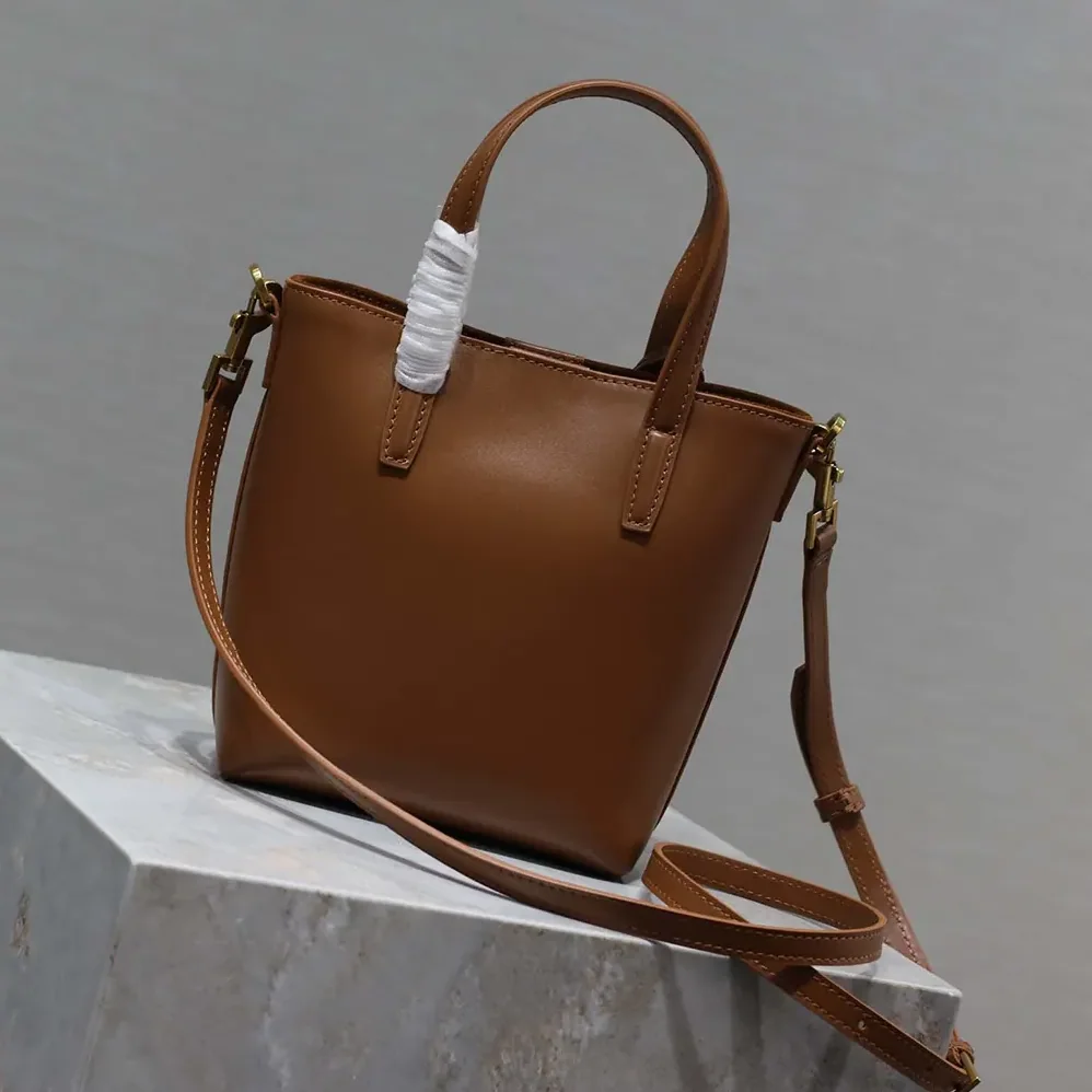 Saint Laurent YSL Mini Toy Shopping Saint Laurent in Box Leather for Women in Brown