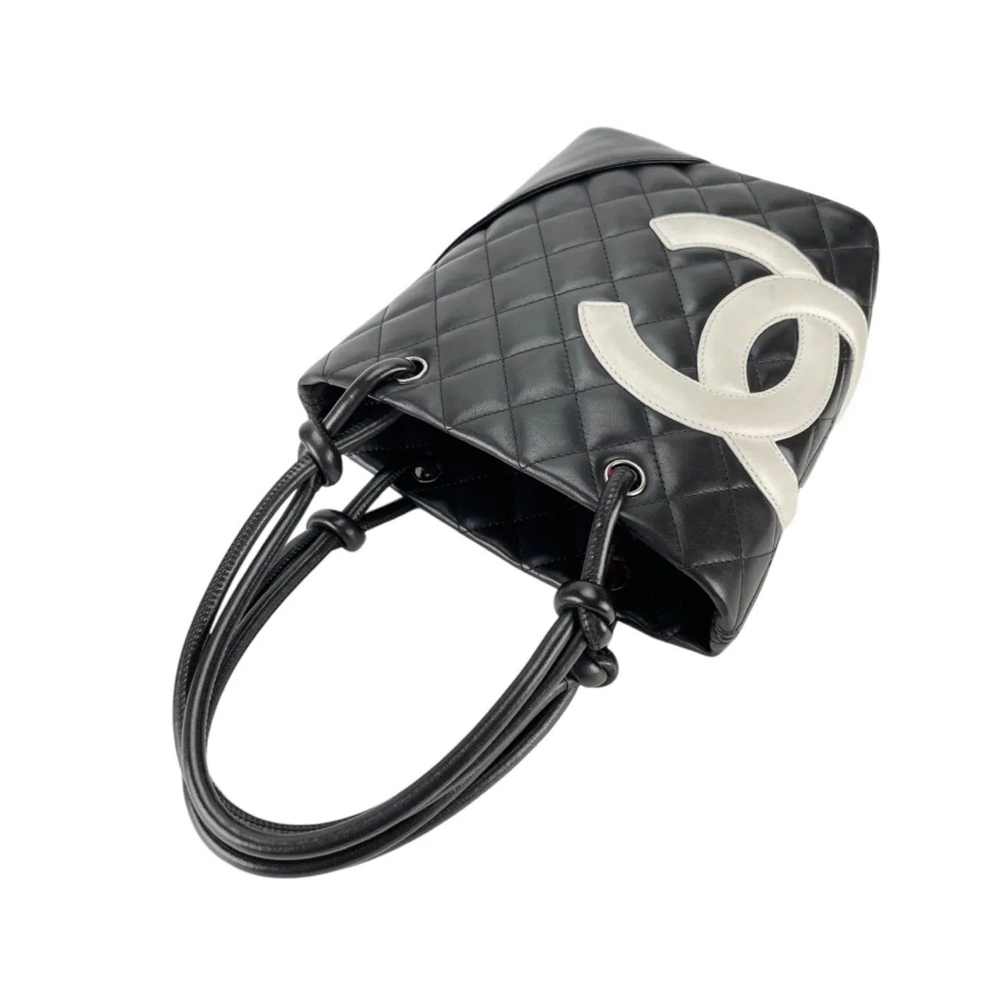 Chanel Cambon Ligne Small Bucket Bag in Black/ White Silver Hardware
