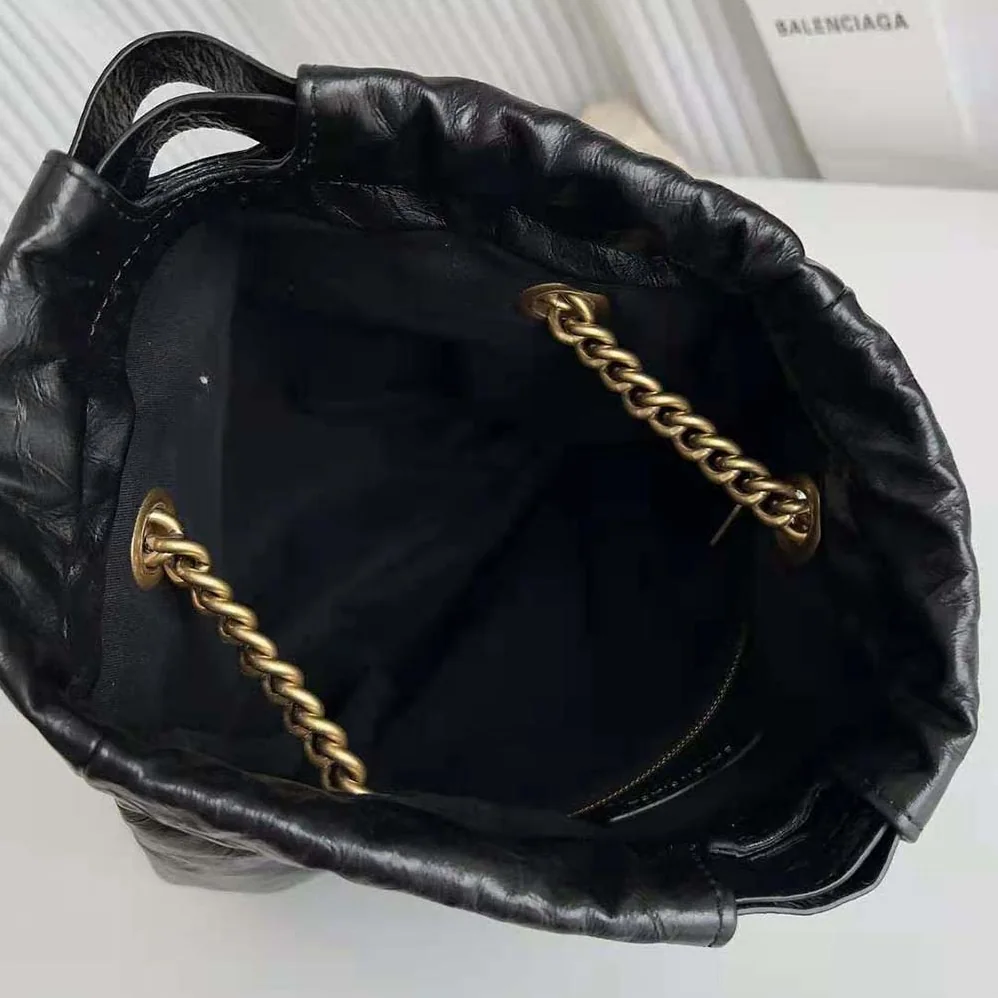 Balenciaga Crush Small Tote Bag in Black Crushed Calfskin for Women