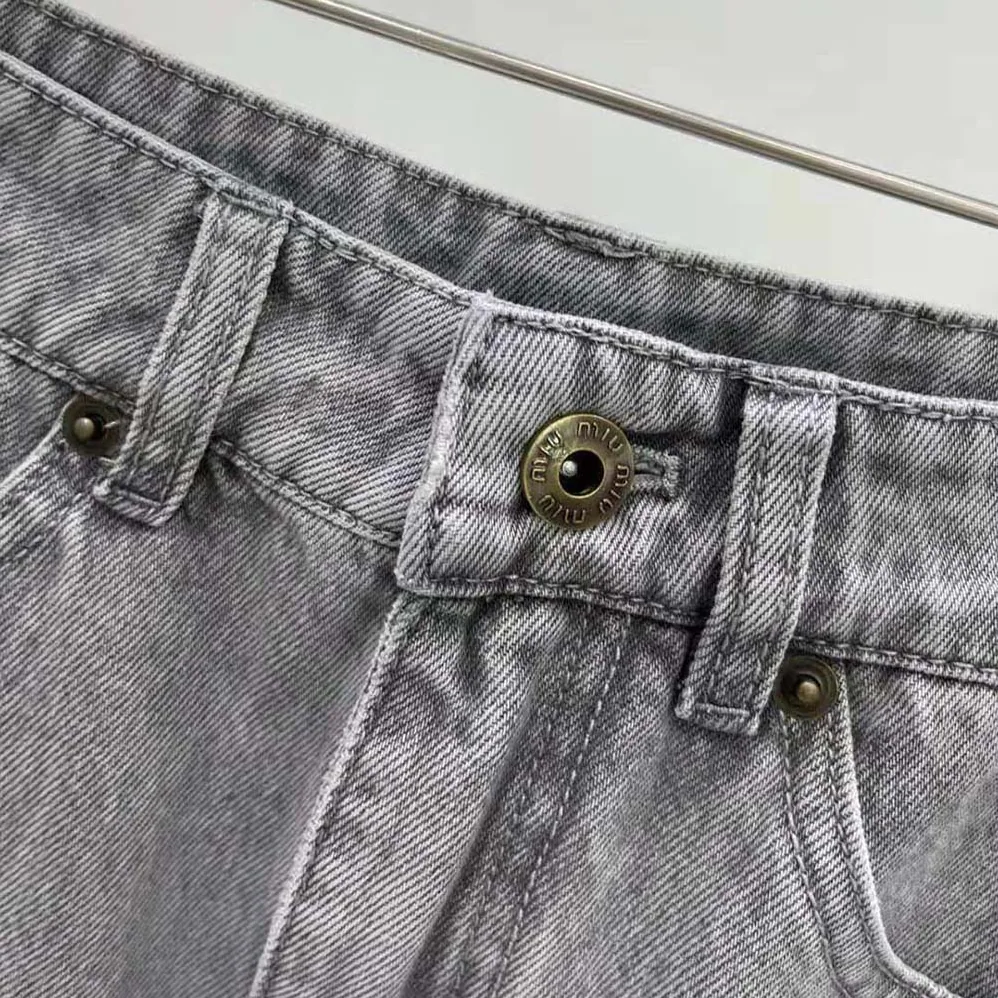 Miu Miu Denim Shorts with Embroidered Logo for Women