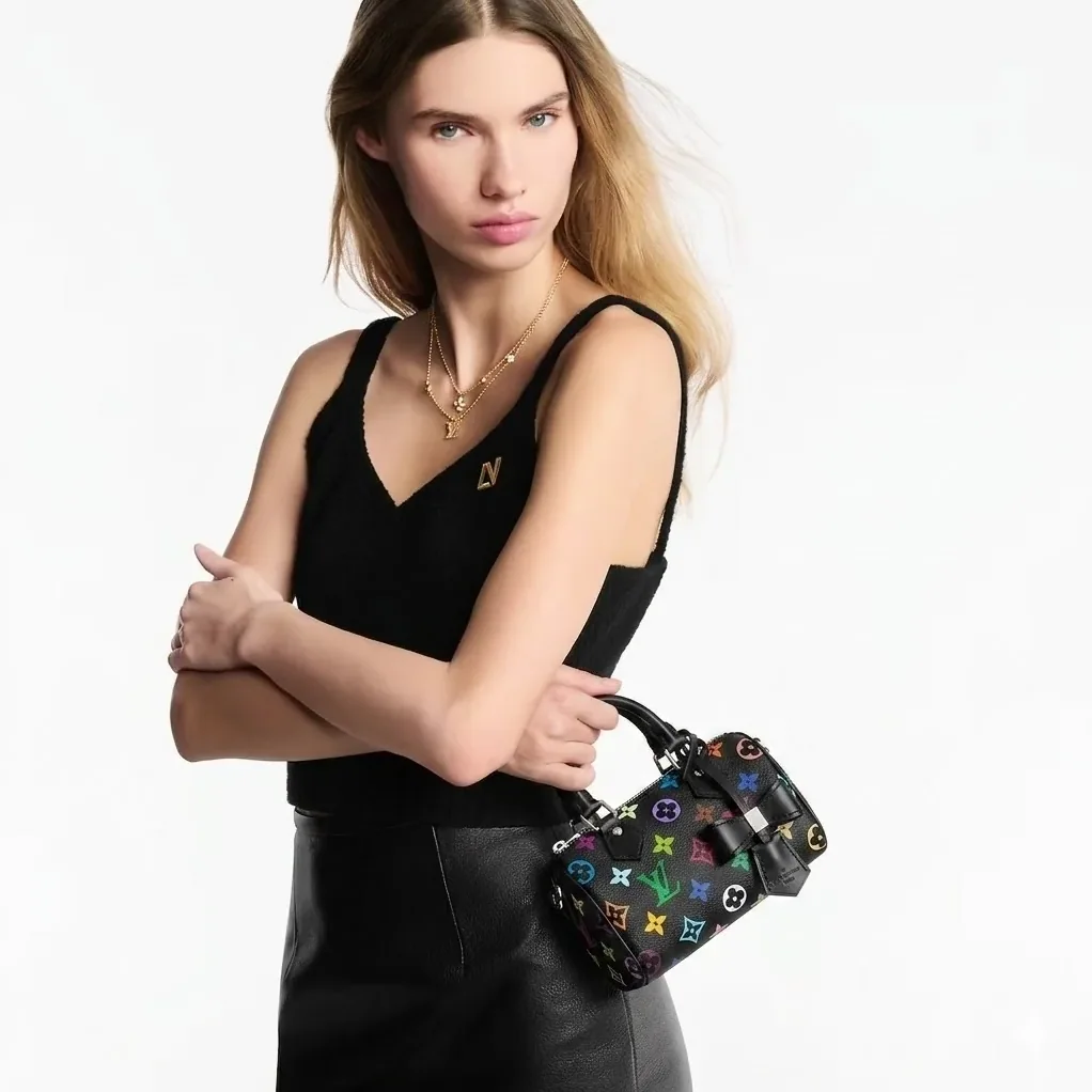 Louis Vuitton LV x TM Nano Speedy Top Handle Bag in Multicolore Noir Silver Hardware Louis Vuitton LV x TM Nano Speedy Top Handle Bag in Multicolore Noir Silver Hardware