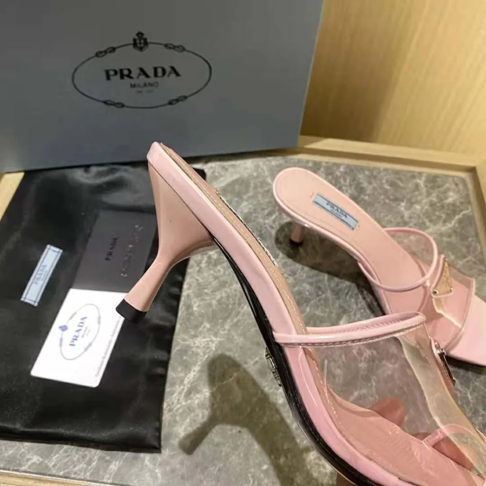 Prada Plexiglas and Patent Leather Sandals 65 mm Varnished Heel for Women in Pink Prada Plexiglas and Patent Leather Sandals 65 mm Varnished Heel for Women in Pink