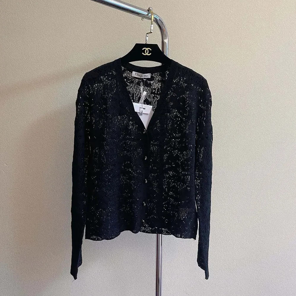 Dior Twinset Black Mohair and Wool Blend Lace for Women Dior Twinset Black Mohair and Wool Blend Lace for Women