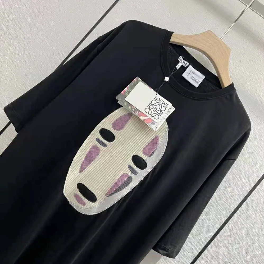 Loewe Kaonashi Embroidered T-shirt in Cotton for Men in Black Loewe Kaonashi Embroidered T-shirt in Cotton for Men in Black