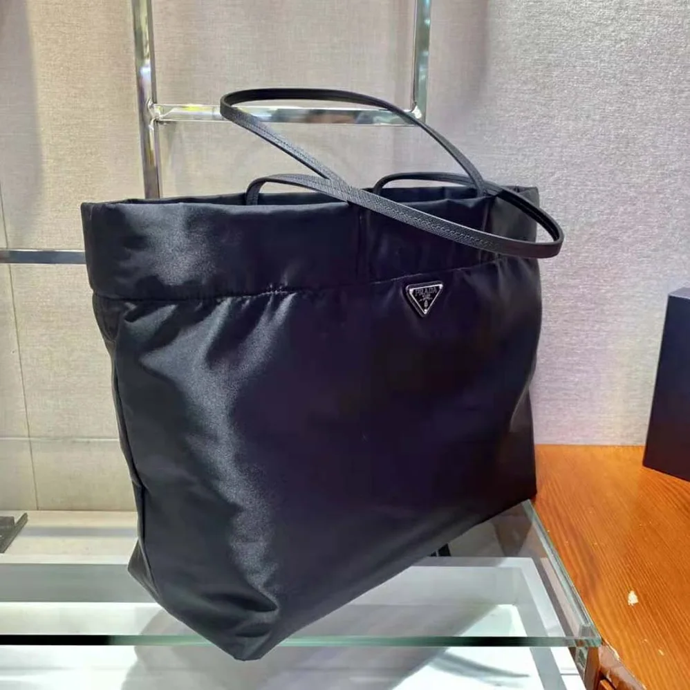 Prada Re-Nylon and Saffiano Leather Tote Bag for Women in Black Prada Re-Nylon and Saffiano Leather Tote Bag for Women in Black