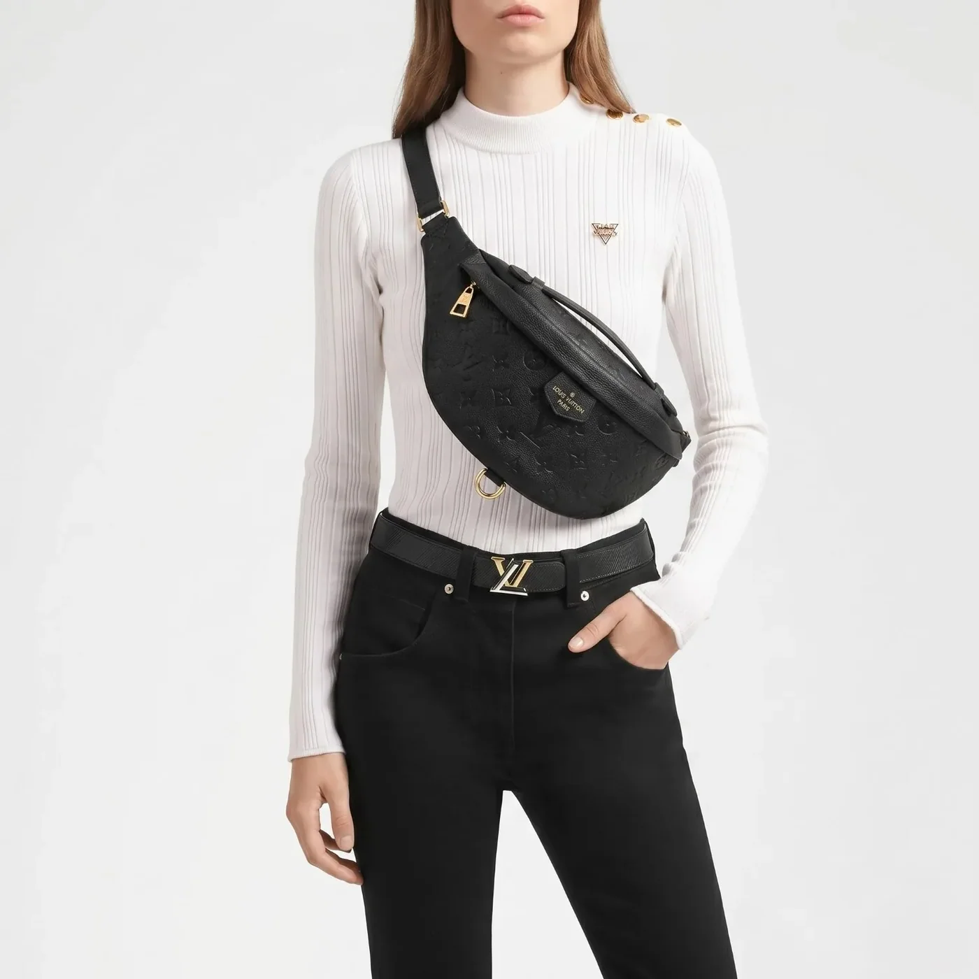 Louis Vuitton Bumbag / Black Monogram Empreinte Gold Hardware