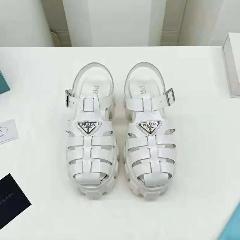Prada Foam Rubber Sandals in 55 mm Heel Height for Women in White