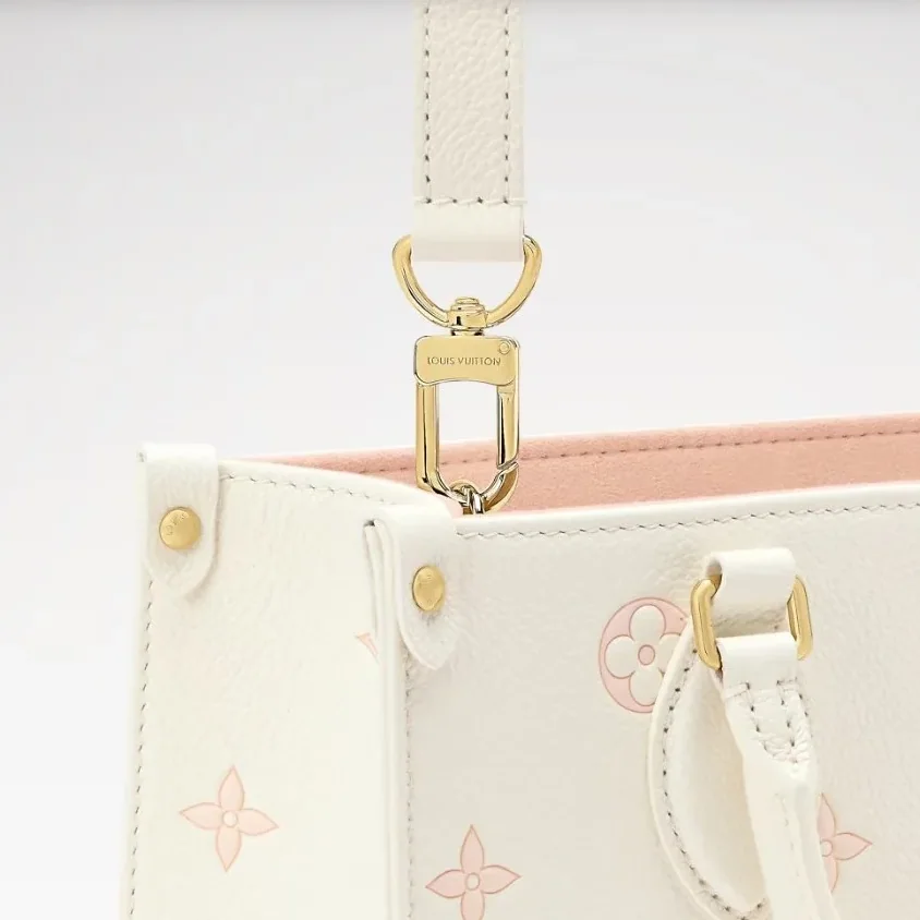 Louis Vuitton OnTheGo PM Tote Bag / Milky White/ Peach Gold Hardware