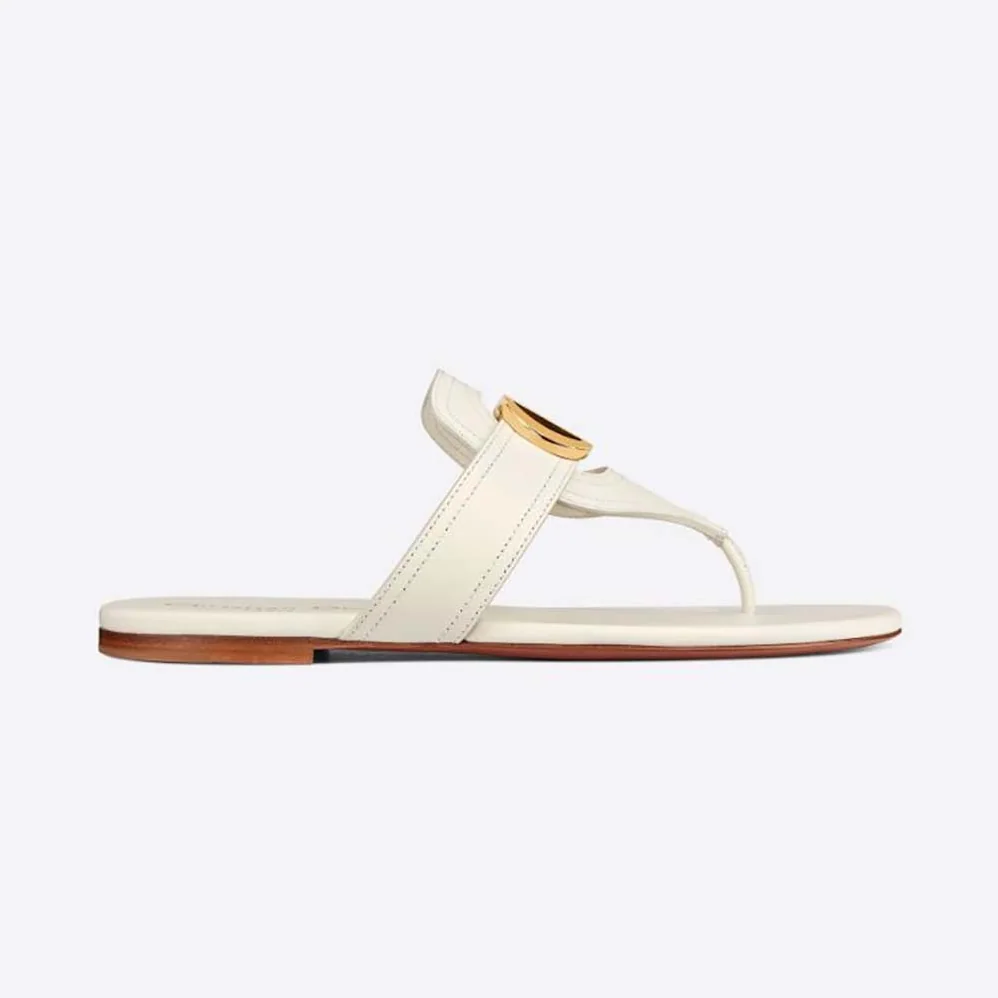 Dior 30 Montaigne Flat Thong Sandal White Calfskin for Women