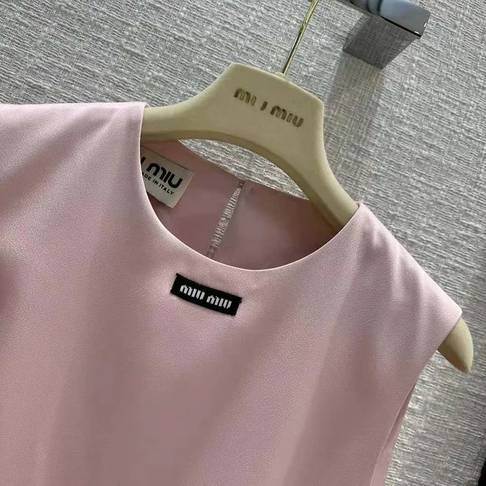 Miu Miu Satin Mini-dress with Jacquard Logo for Women in Pink Miu Miu Satin Mini-dress with Jacquard Logo for Women in Pink
