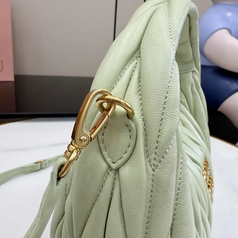 Miu Miu Wander Matelassé Nappa Leather Hobo Bag for Women in Aqua