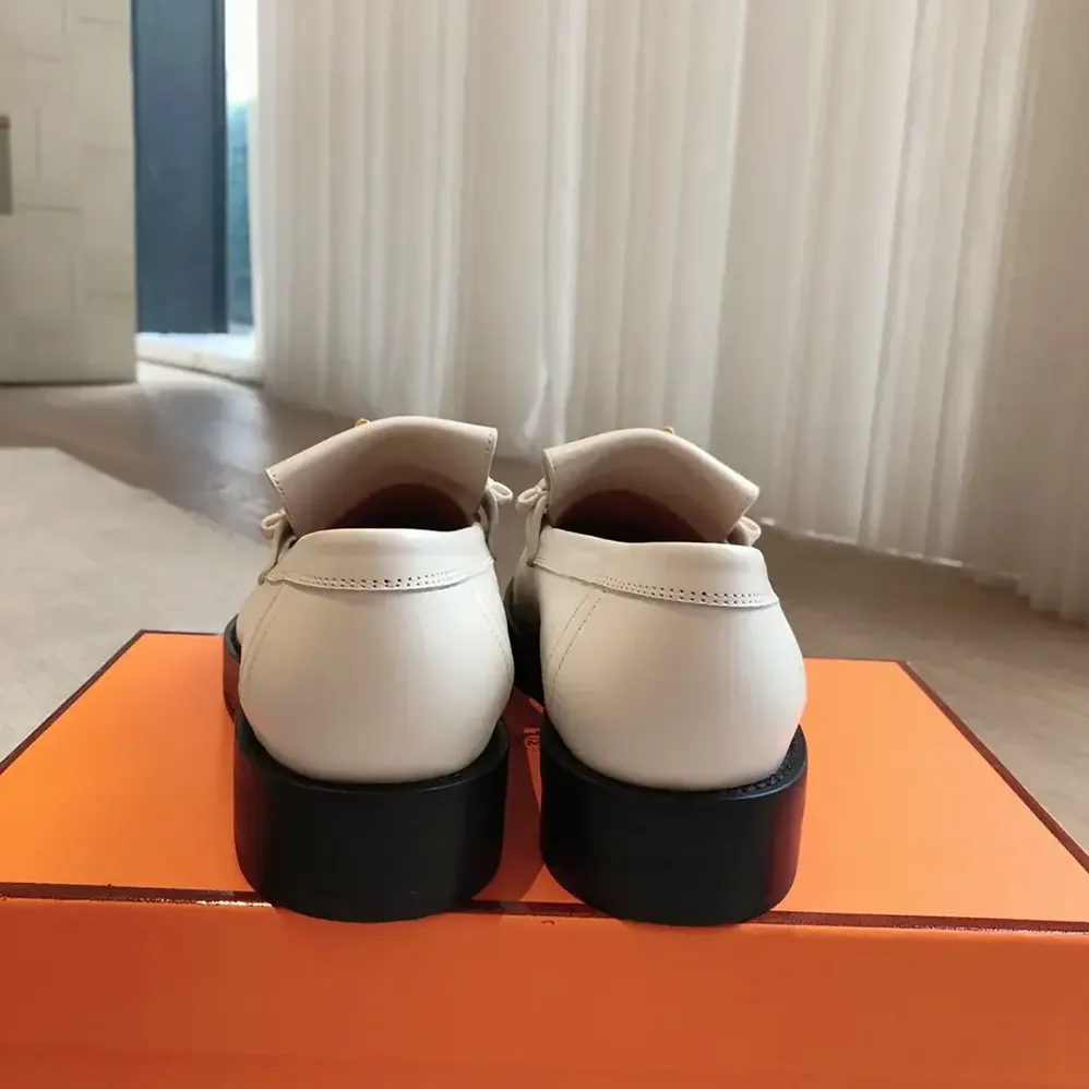 Hermes Impact Loafer in Calfskin Leather-White 241143Z for Women Hermes Impact Loafer in Calfskin Leather-White 241143Z for Women