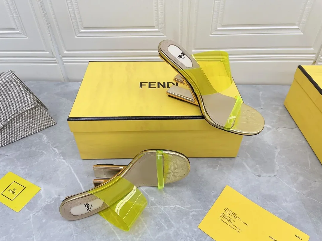 Fendi First Yellow Transparent High in Heeled Sandals