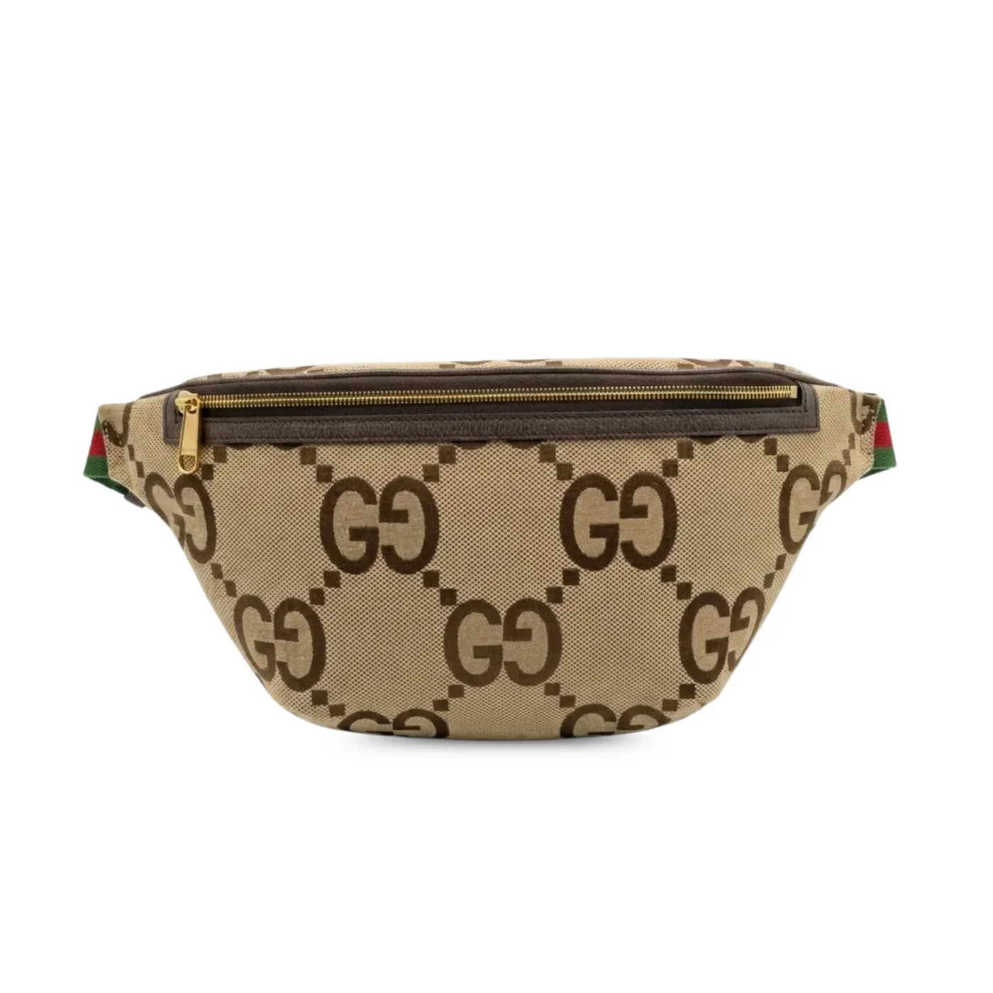Gucci Jumbo GG Belt Bag / Camel/ Ebony Jumbo GG Canvas