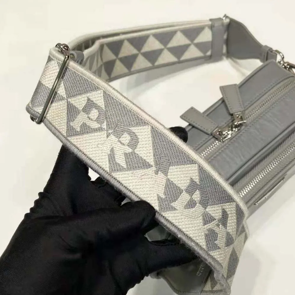Prada Nappa Antique Leather Multi-Pocket Shoulder Bag for Women in Gray