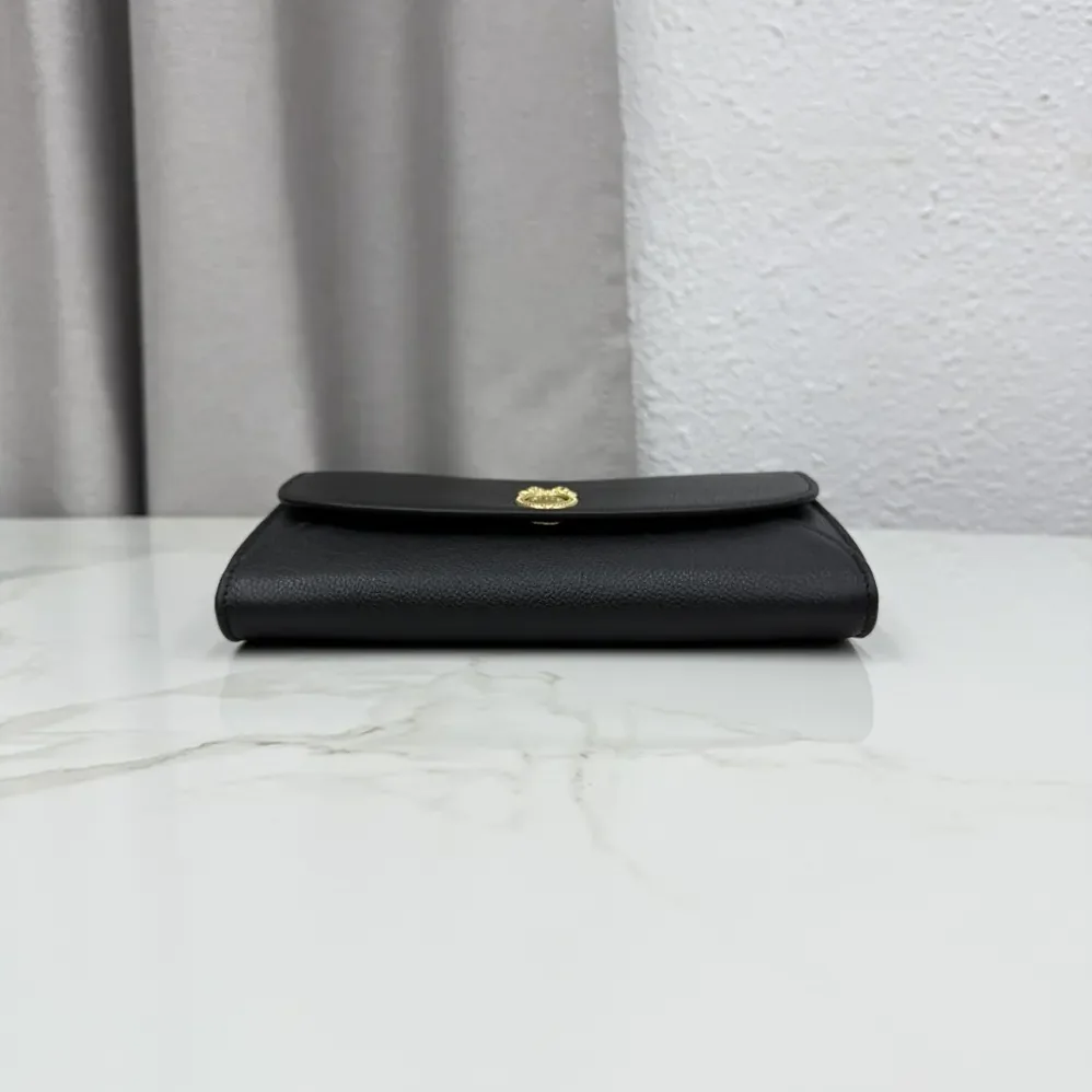 Dior Médaillon Envelope Pouch with Strap Black and Myosotis Blue Grained Calfskin for Women Dior Médaillon Envelope Pouch with Strap Black and Myosotis Blue Grained Calfskin for Women