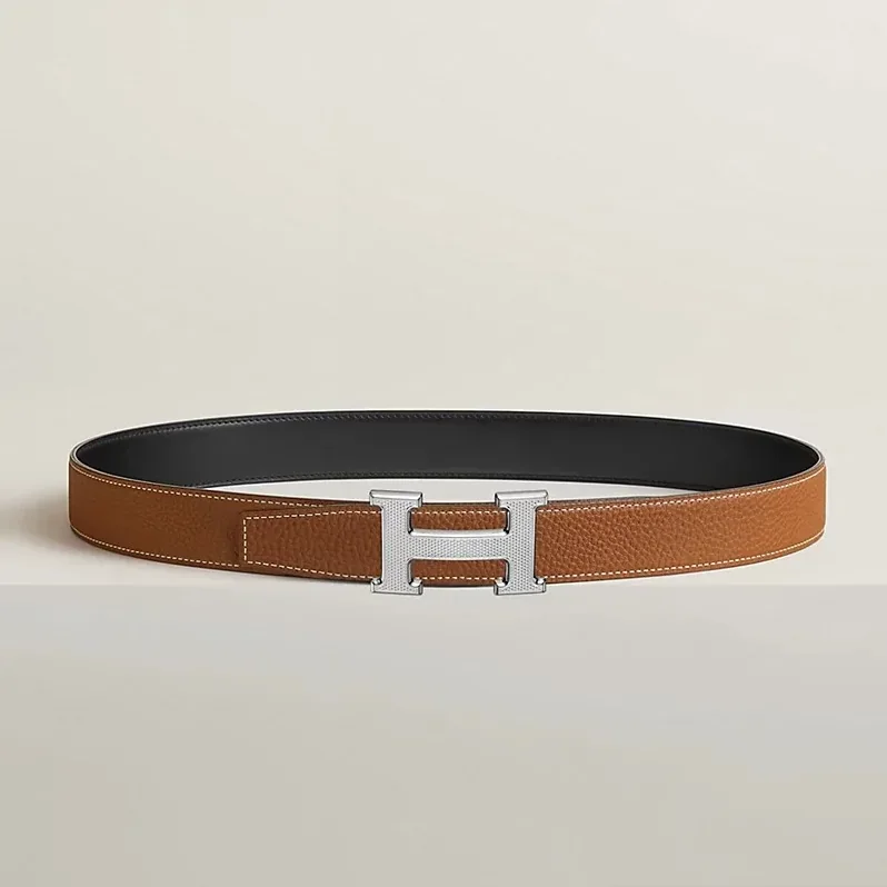 Hermes H Guillochee Belt Buckle And Reversible Leather Strap Noir Hermes H Guillochee Belt Buckle And Reversible Leather Strap Noir