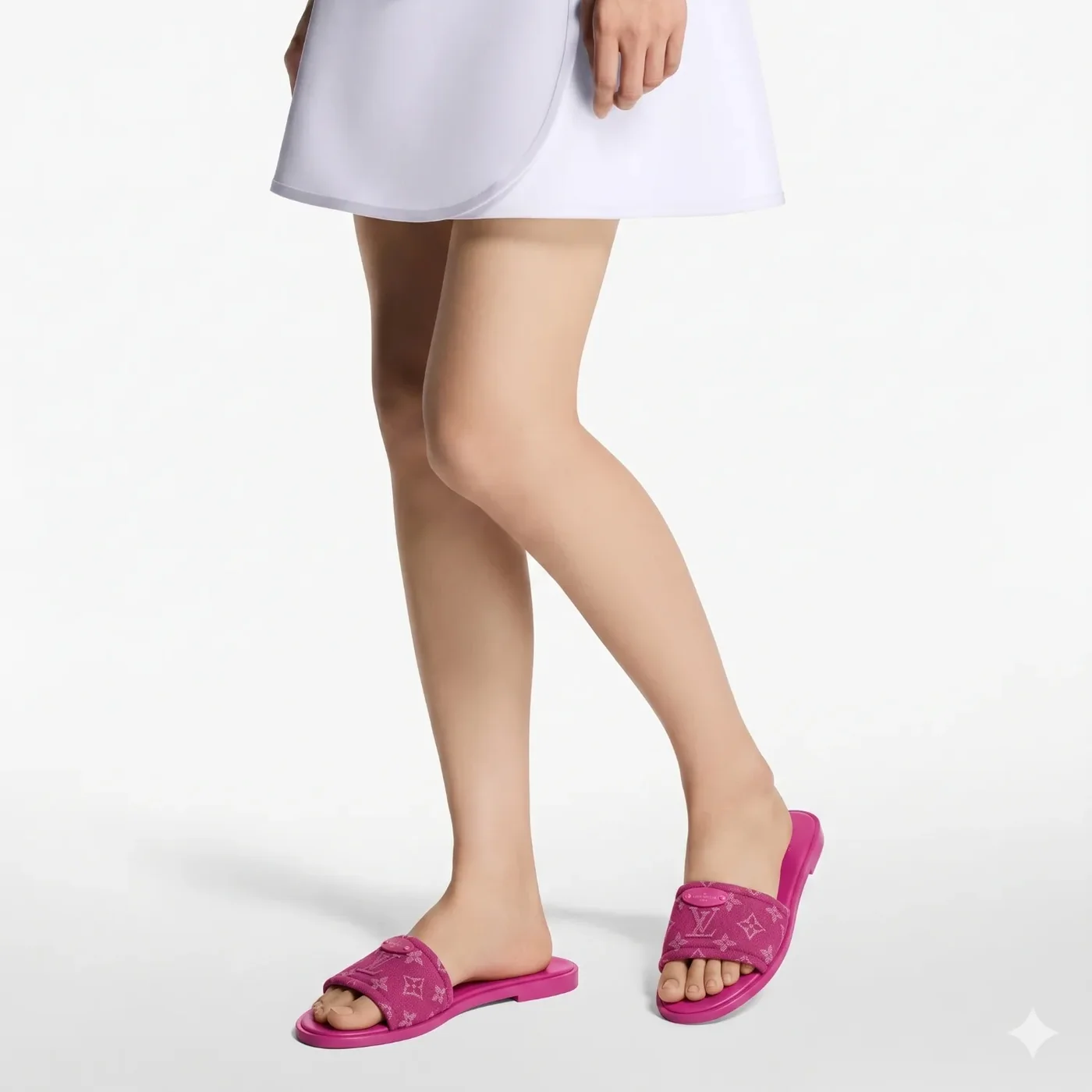 Louis Vuitton Lily Flat Mules Fuschia Denim 1AJMZ4
