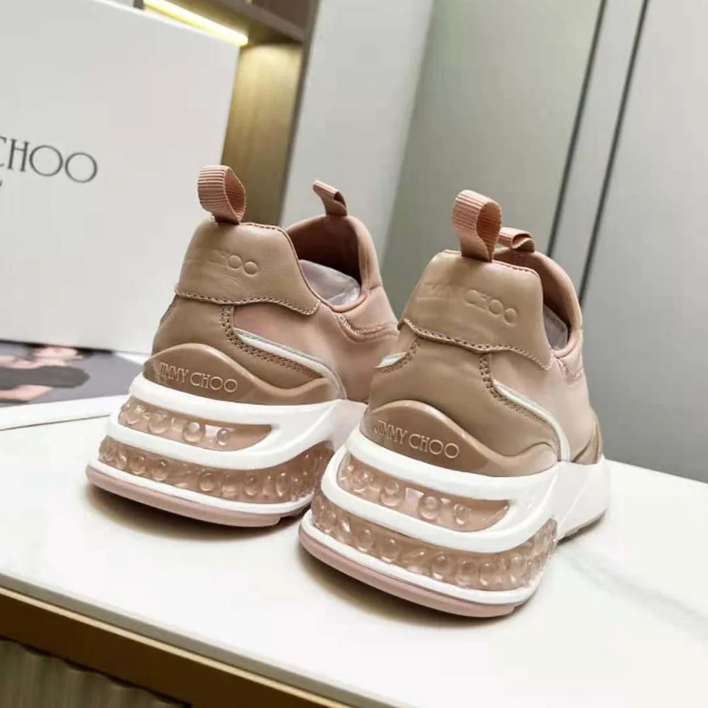 Jimmy Choo Memphis/F Ballet Pink Mix Neoprene and Leather Low Top Trainers for Women
