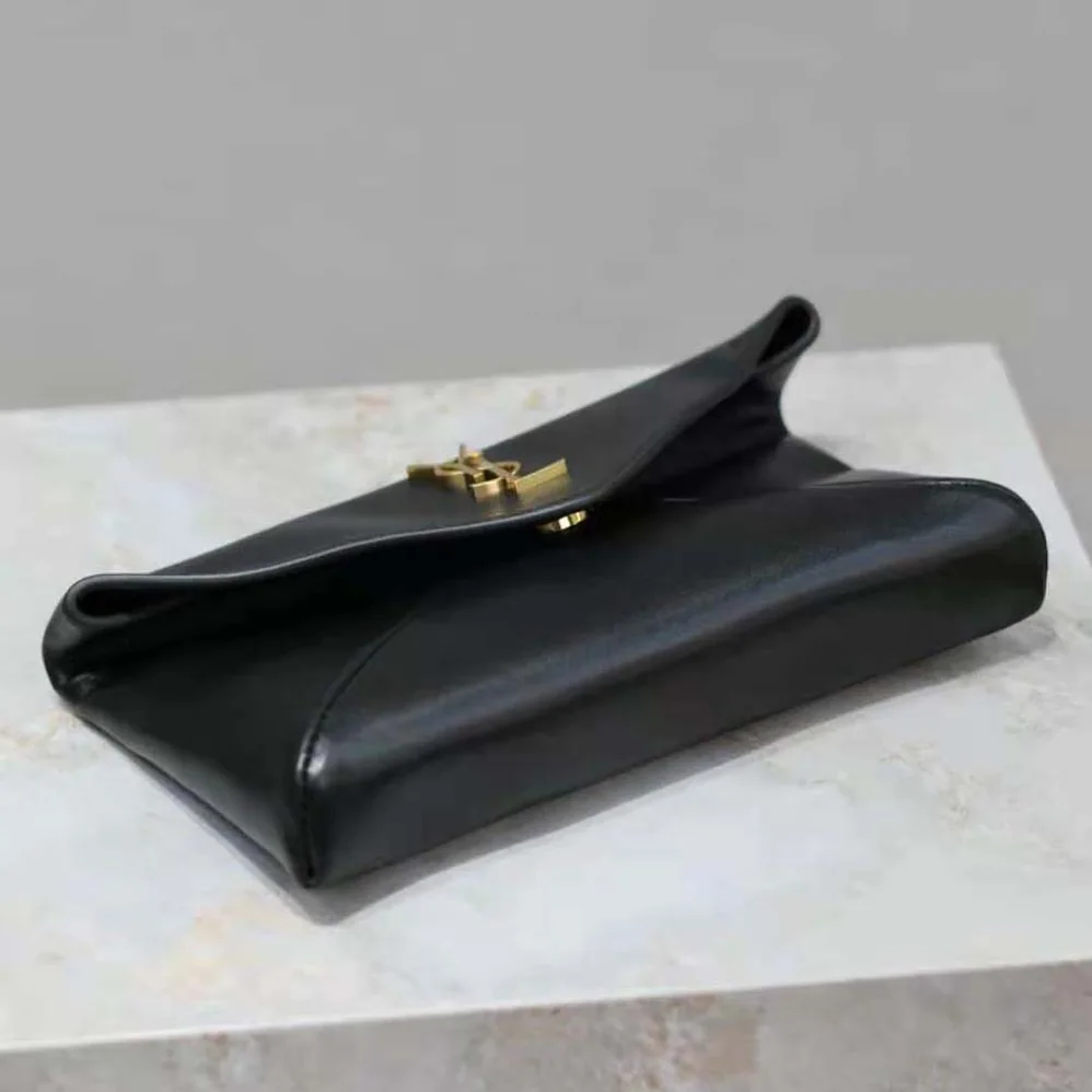 Saint Laurent YSL Cassandre Small Envelope Pouch in Lambskin for Women in Black Saint Laurent YSL Cassandre Small Envelope Pouch in Lambskin for Women in Black