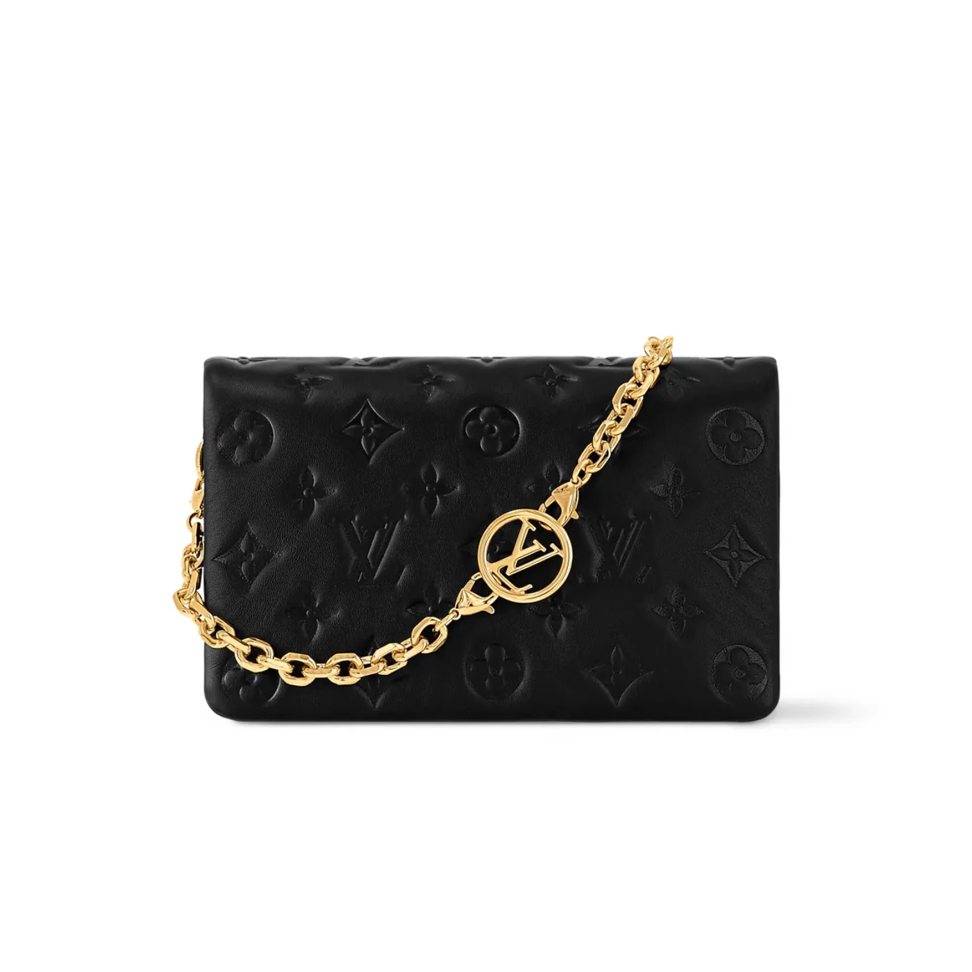 Louis Vuitton Pochette Coussin Shoulder Bag in Black Gold Hardware