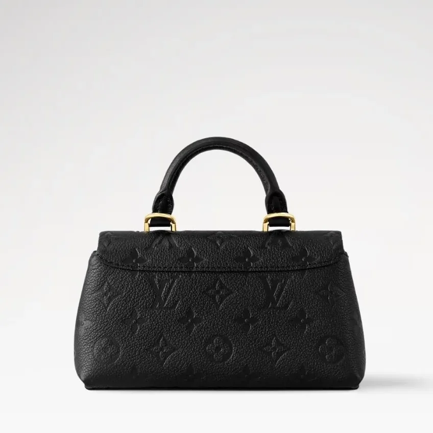 Louis Vuitton Nano Madeleine Top Handle Bag / Black Monogram Empreinte Gold Hardware