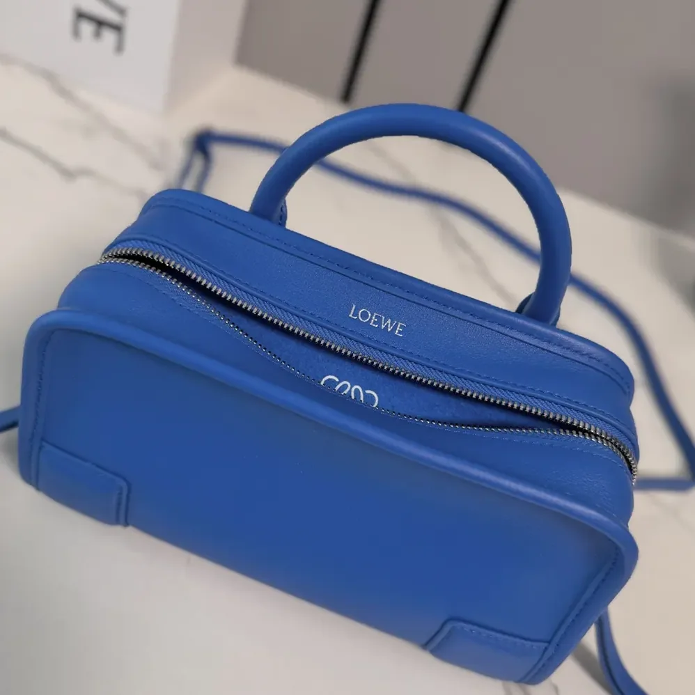 Loewe Mini Amazona 180 Bag in Suede for Women in Royal Azur Loewe Mini Amazona 180 Bag in Suede for Women in Royal Azur
