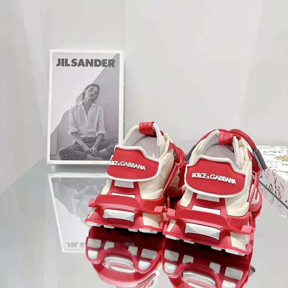 Dolce Gabbana D&G Mixed-Material Space Sneakers for Men in Red