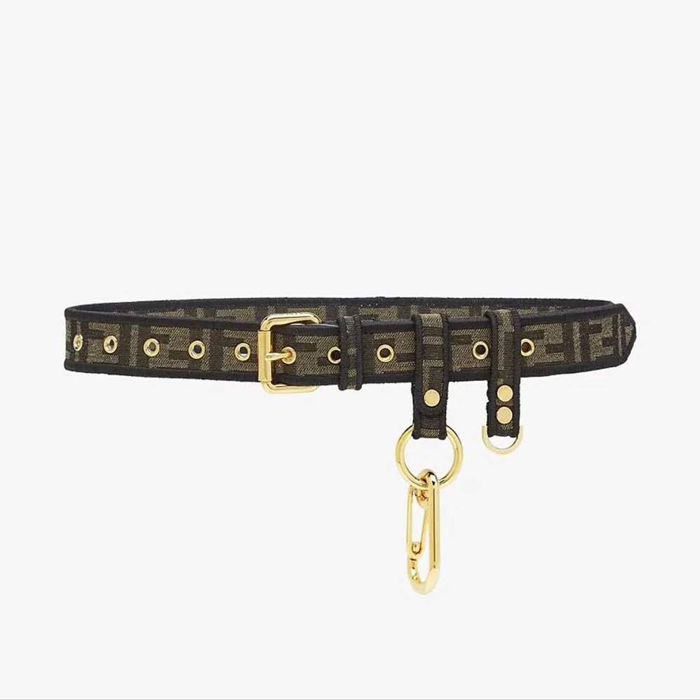 Fendi Brown Fabric Belt for Women