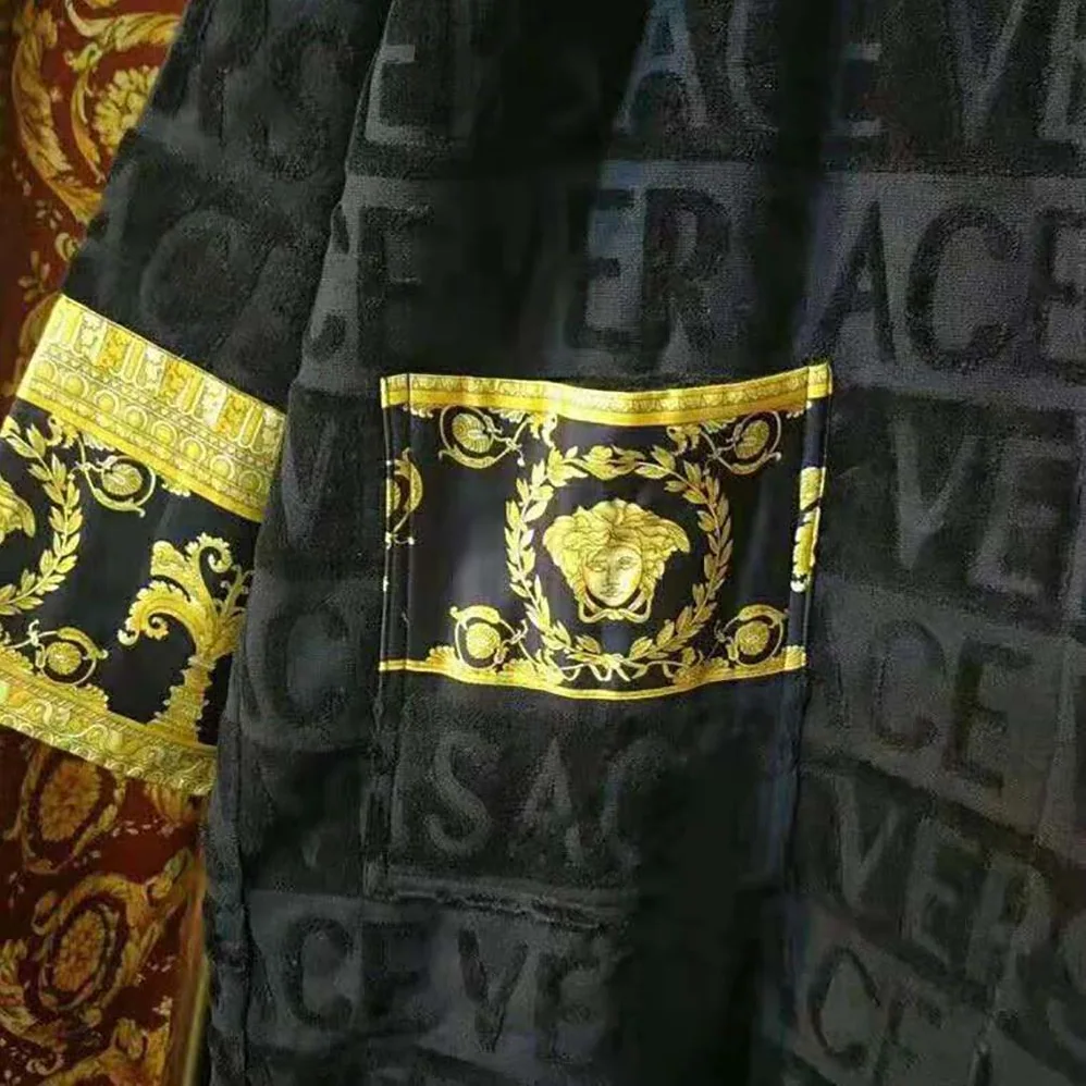 Versace I Baroque Bathrobe for Women in Black