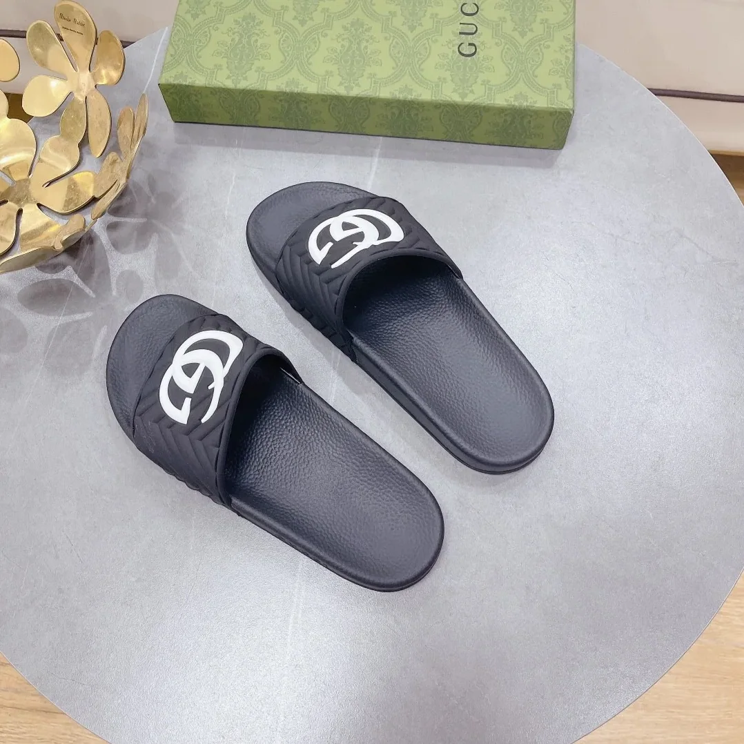 Gucci Quilted GG Rubber Slide Black And White for Women Gucci Quilted GG Rubber Slide Black And White for Women