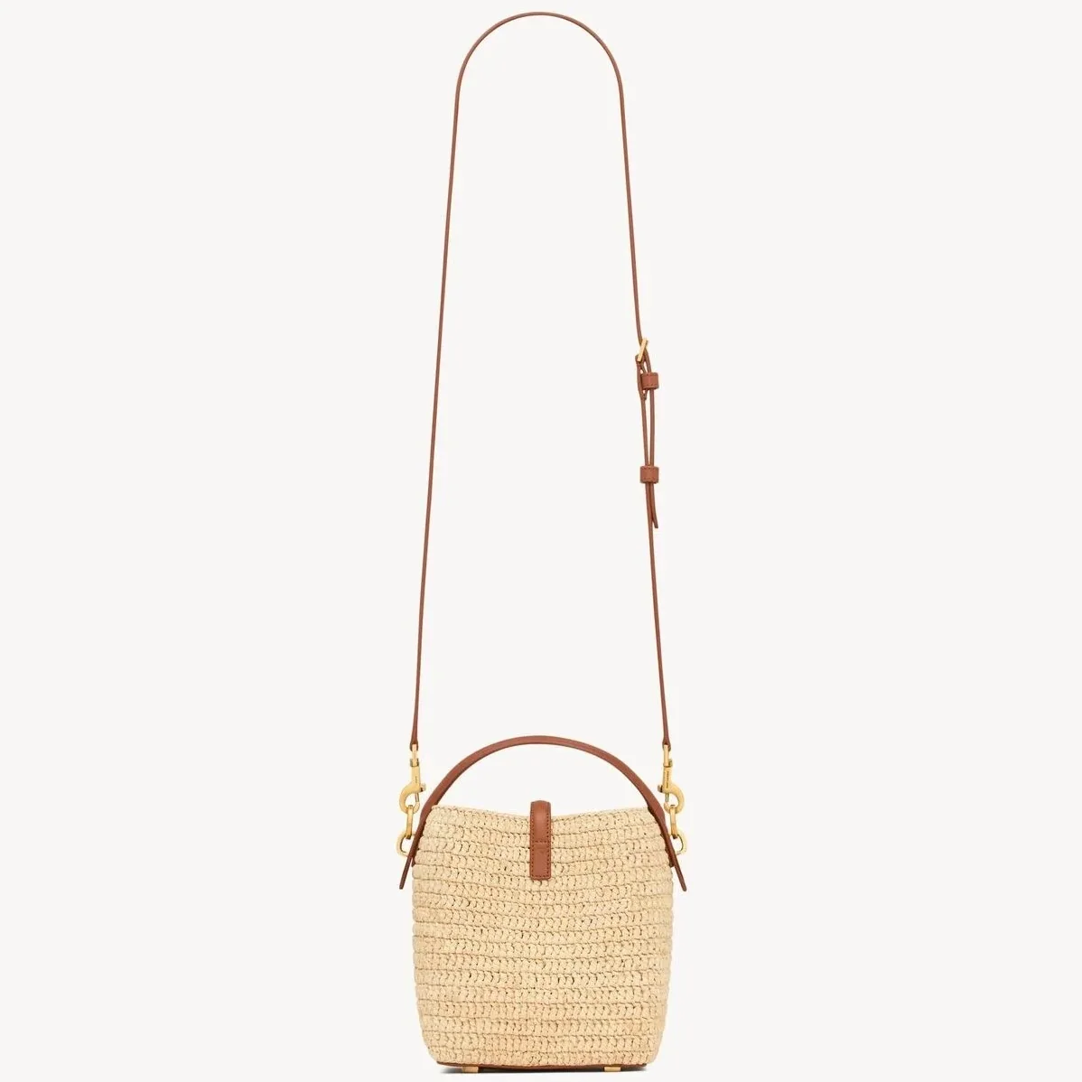 Saint Laurent LE 37 Mini Bucket Bag in Naturel Raffia Gold Hardware