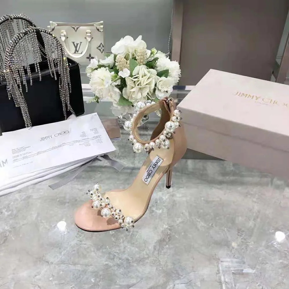 Jimmy Choo Maisel 100 Ballet Pink Nappa Leather Sandals for Women Jimmy Choo Maisel 100 Ballet Pink Nappa Leather Sandals for Women