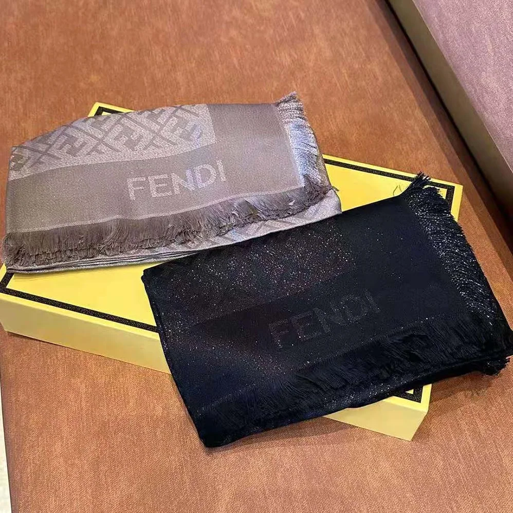 Fendi FF Shawl Black Lurex for Unisex Fendi FF Shawl Black Lurex for Unisex